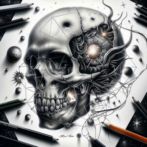 life-motif-skull-tattoo – tattoo design ideas free ai generated – gloomy – for-heel – Gallery: skulls-inkby-ai