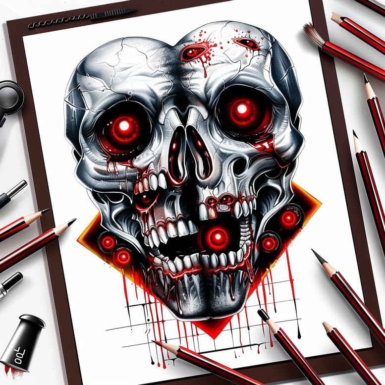 life-motif-skull-tattoo – tattoo design ideas free ai generated – haunting – for-stomach – Gallery: skulls-inkby-ai