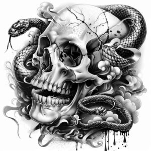 life-motif-skull-tattoo – tattoo design ideas free ai generated – mystic-darkness – for-upper-arm – Gallery: skulls-inkby-ai