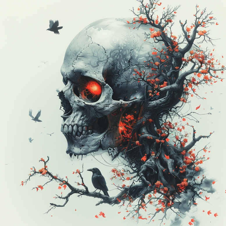 light-effect-skull-tattoo – tattoo design ideas free ai generated – agony – for-full-back – Gallery: skulls-inkby-ai