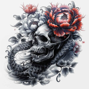 light-effect-skull-tattoo – tattoo design ideas free ai generated – chilling – for-hip – Gallery: skulls-inkby-ai