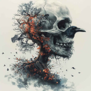 light-effect-skull-tattoo – tattoo design ideas free ai generated – demonic – for-lower-thigh – Gallery: skulls-inkby-ai