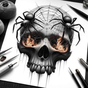 line-skull-tattoo – tattoo design ideas free ai generated – mystic – for-outer-arm – Gallery: skulls-inkby-ai
