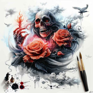 line-skull-tattoo – tattoo design ideas free ai generated – spine-chilling – for-biceps – Gallery: skulls-inkby-ai