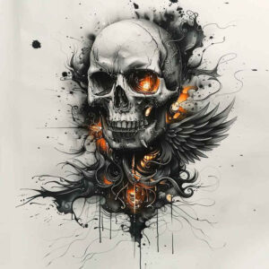 magic-motif-skull-tattoo – tattoo design ideas free ai generated – menacing – for-spine – Gallery: skulls-inkby-ai