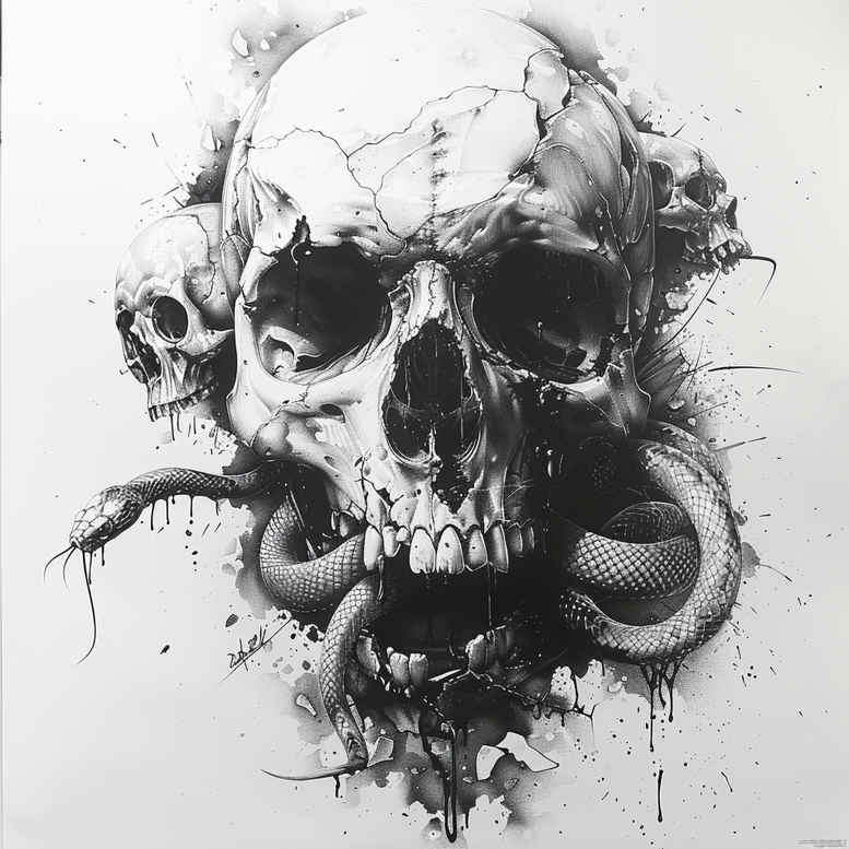 magic-motif-skull-tattoo – tattoo design ideas free ai generated – mutant – for-hip – Gallery: skulls-inkby-ai