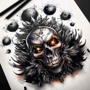 magic-motif-skull-tattoo – tattoo design ideas free ai generated – mystic – for-foot – Gallery: skulls-inkby-ai