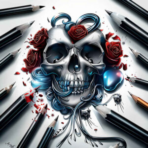 magic-motif-skull-tattoo – tattoo design ideas free ai generated – silence – for-sternum – Gallery: skulls-inkby-ai