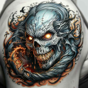 minimalist-skull-tattoo – tattoo design ideas free ai generated – bleeding – for-side-torso – Gallery: skulls-inkby-ai