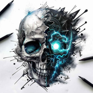 minimalist-skull-tattoo – tattoo design ideas free ai generated – macabre – for-foot – Gallery: skulls-inkby-ai