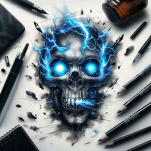 minimalist-skull-tattoo – tattoo design ideas free ai generated – petrified – for-lower-arm – Gallery: skulls-inkby-ai