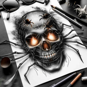 motif-skull-tattoo – tattoo design ideas free ai generated – menacing – for-lower-back – Gallery: skulls-inkby-ai