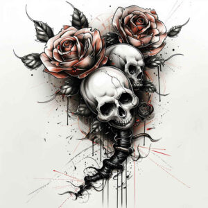 moving-skull-tattoo – tattoo design ideas free ai generated – decaying – for-lower-back – Gallery: skulls-inkby-ai