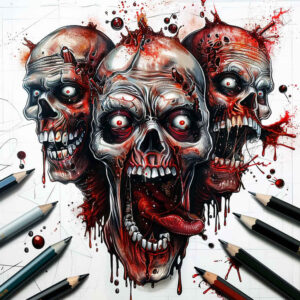 moving-skull-tattoo – tattoo design ideas free ai generated – frightening – for-arm – Gallery: skulls-inkby-ai