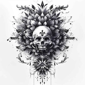 moving-skull-tattoo – tattoo design ideas free ai generated – invisible-entity – for-shin – Gallery: skulls-inkby-ai