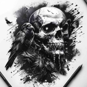 moving-skull-tattoo – tattoo design ideas free ai generated – madness – for-lower-arm – Gallery: skulls-inkby-ai