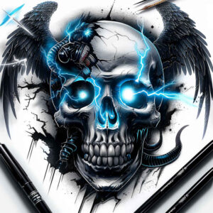 mystery-motif-skull-tattoo – tattoo design ideas free ai generated – abandoned – for-inner-arm – Gallery: skulls-inkby-ai