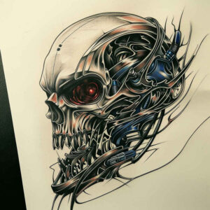 mystery-motif-skull-tattoo – tattoo design ideas free ai generated – hellfire – for-behind-ear – Gallery: skulls-inkby-ai