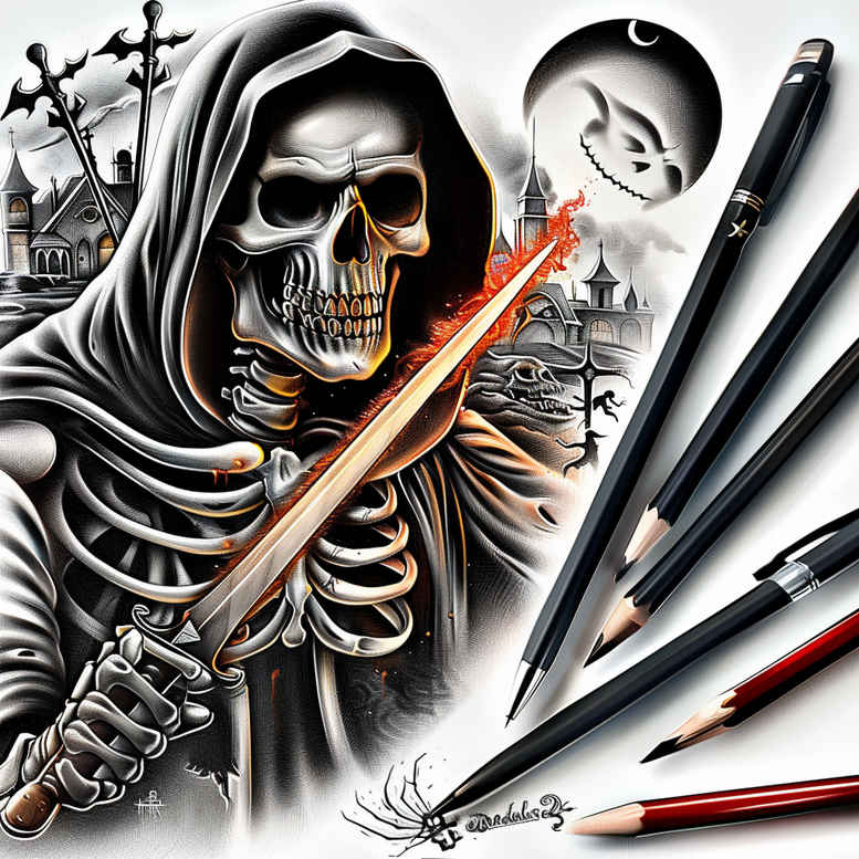 nature-motif-skull-tattoo – tattoo design ideas free ai generated – grotesque – for-behind-ear – Gallery: skulls-inkby-ai