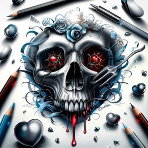ornament-skull-tattoo – tattoo design ideas free ai generated – hellish – for-triceps – Gallery: skulls-inkby-ai