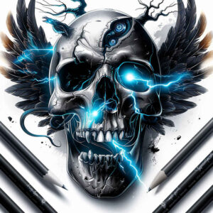 ornament-skull-tattoo – tattoo design ideas free ai generated – noir – for-arm – Gallery: skulls-inkby-ai