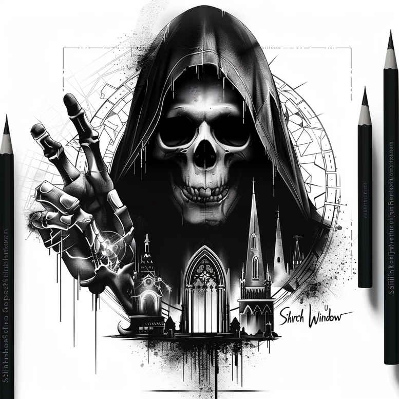ornament-skull-tattoo – tattoo design ideas free ai generated – ruin – for-shoulder-blade – Gallery: skulls-inkby-ai