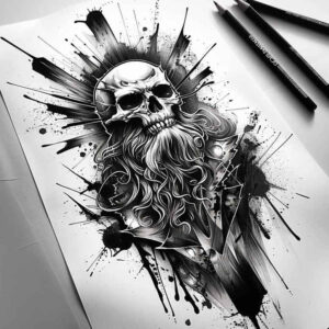 ornament-skull-tattoo – tattoo design ideas free ai generated – sinister – for-full-back – Gallery: skulls-inkby-ai