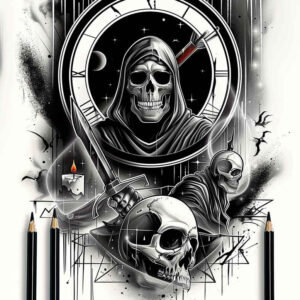 ornamental-detail-skull-tattoo – tattoo design ideas free ai generated – horror – for-ankle – Gallery: skulls-inkby-ai