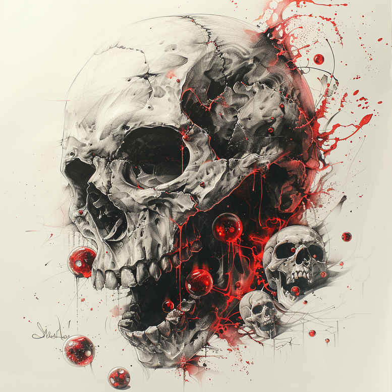 ornamental-detail-skull-tattoo – tattoo design ideas free ai generated – silence – for-thigh – Gallery: skulls-inkby-ai
