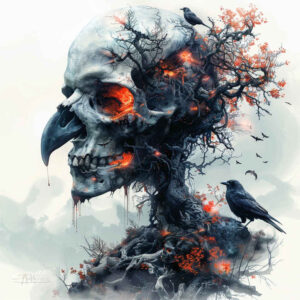 ornamental-detail-skull-tattoo – tattoo design ideas free ai generated – spirit – for-spine – Gallery: skulls-inkby-ai