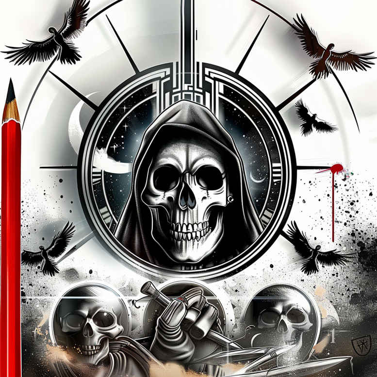 ornamental-detail-skull-tattoo – tattoo design ideas free ai generated – unnatural – for-temple – Gallery: skulls-inkby-ai