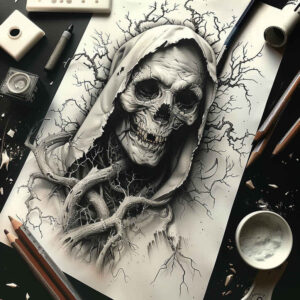 ornamental-skull-tattoo – tattoo design ideas free ai generated – abandoned – for-hand – Gallery: skulls-inkby-ai