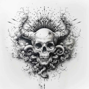 ornamental-skull-tattoo – tattoo design ideas free ai generated – evil-spirit – for-sternum – Gallery: skulls-inkby-ai