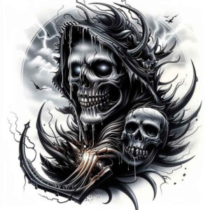 protection-symbol-skull-tattoo – tattoo design ideas free ai generated – madness – for-temple – Gallery: skulls-inkby-ai