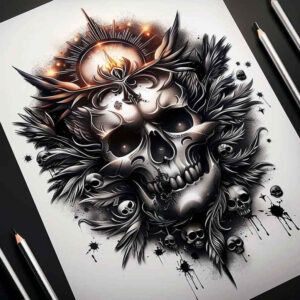 protection-symbol-skull-tattoo – tattoo design ideas free ai generated – mystic – for-ankle – Gallery: skulls-inkby-ai