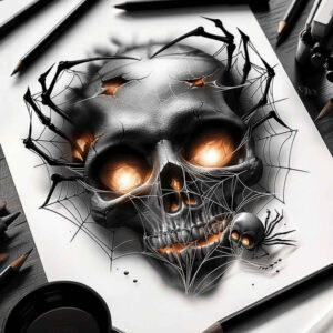 protection-symbol-skull-tattoo – tattoo design ideas free ai generated – shadow – for-elbow – Gallery: skulls-inkby-ai