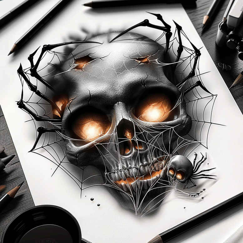 protection-symbol-skull-tattoo – tattoo design ideas free ai generated – shadow – for-elbow – Gallery: skulls-inkby-ai
