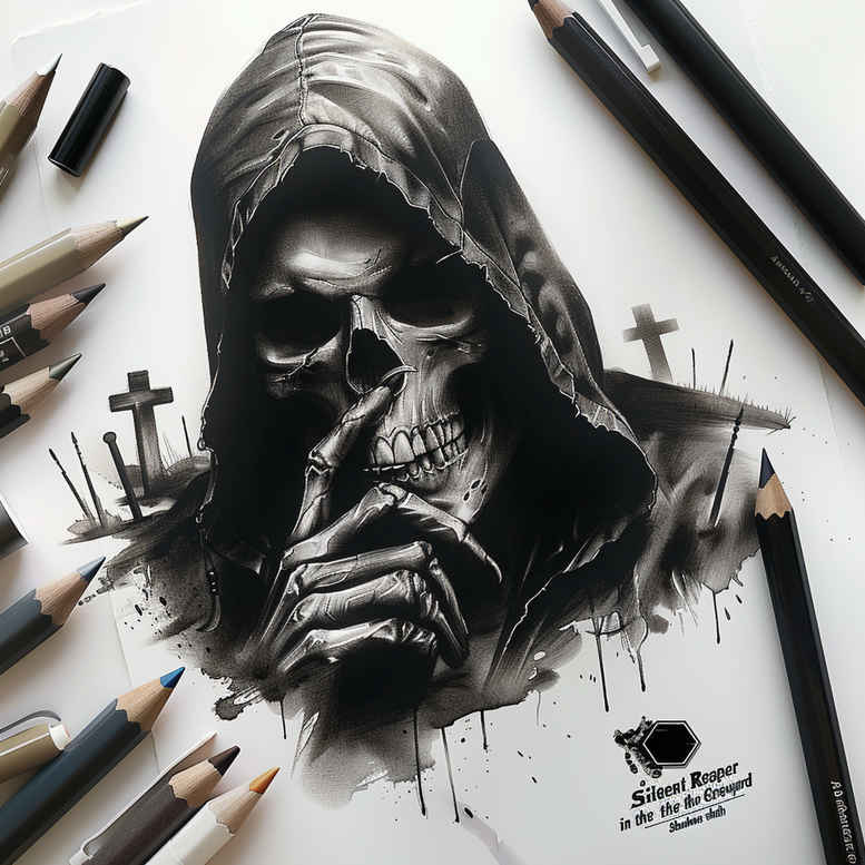 realistic-skull-tattoo – tattoo design ideas free ai generated – grim – for-neck – Gallery: skulls-inkby-ai