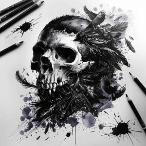 realistic-skull-tattoo – tattoo design ideas free ai generated – moody – for-arm – Gallery: skulls-inkby-ai