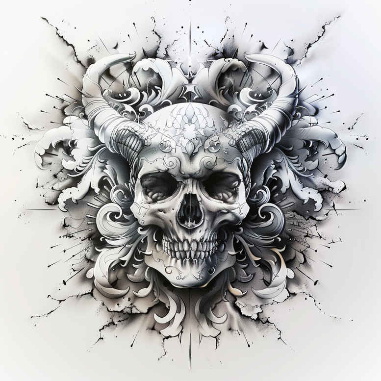 rebirth-motif-skull-tattoo – tattoo design ideas free ai generated – cobweb – for-ribs – Gallery: skulls-inkby-ai