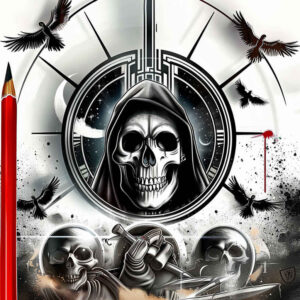 rebirth-motif-skull-tattoo – tattoo design ideas free ai generated – crypt – for-wrist – Gallery: skulls-inkby-ai