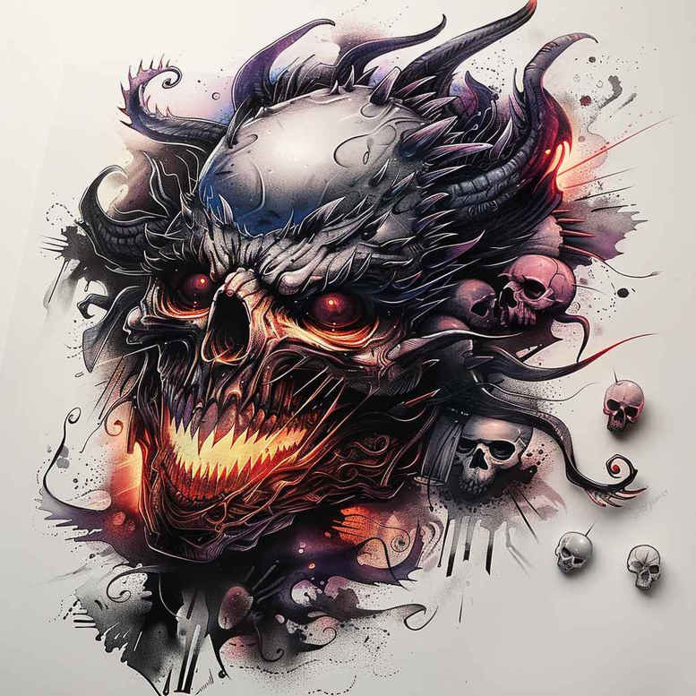 rebirth-motif-skull-tattoo – tattoo design ideas free ai generated – shadowy – for-sternum – Gallery: skulls-inkby-ai