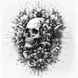 shaded-skull-tattoo – tattoo design ideas free ai generated – gagged – for-wrist-side – Gallery: skulls-inkby-ai