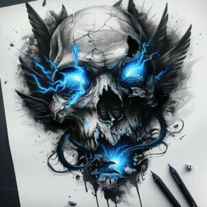 shadow-and-light-skull-tattoo – tattoo design ideas free ai generated – bloodcurdling – for-ankle – Gallery: skulls-inkby-ai