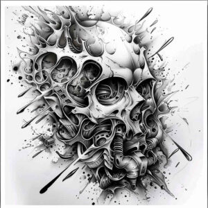shadow-and-light-skull-tattoo – tattoo design ideas free ai generated – macabre – for-upper-back – Gallery: skulls-inkby-ai