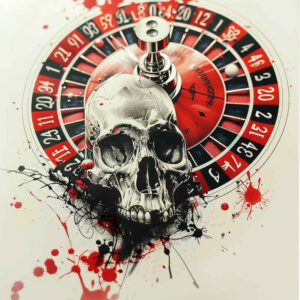 shadow-skull-tattoo – tattoo design ideas free ai generated – ancient-curse – for-abdomen – Gallery: skulls-inkby-ai