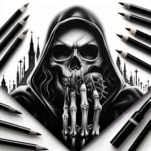 shadow-skull-tattoo – tattoo design ideas free ai generated – demonic – for-triceps – Gallery: skulls-inkby-ai