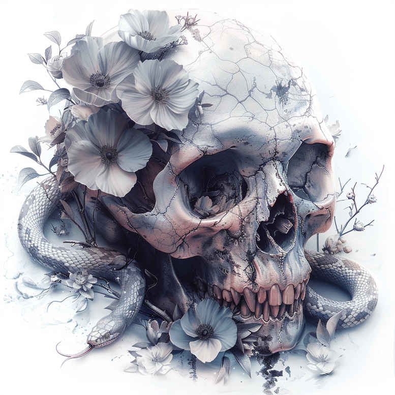 shadow-skull-tattoo – tattoo design ideas free ai generated – evil-grin – for-upper-arm – Gallery: skulls-inkby-ai