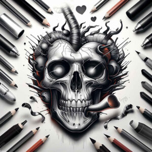 shadow-skull-tattoo – tattoo design ideas free ai generated – spectral – for-knee – Gallery: skulls-inkby-ai