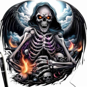 skull-tattoo – tattoo design ideas free ai generated – bleeding – for-chest – Gallery: skulls-inkby-ai